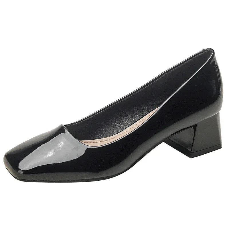 Lady Chunky Square Toe High Heels - Viexta