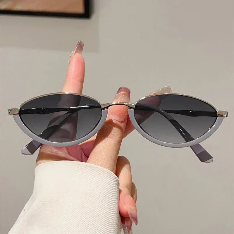 Triangle Cat's Eye Metal Small Frame Sunglasses - Viexta