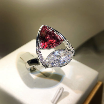 S925 Red Zircon Ring