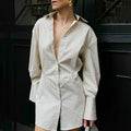 Striped Long Sleeves Shirt Dress - Viexta