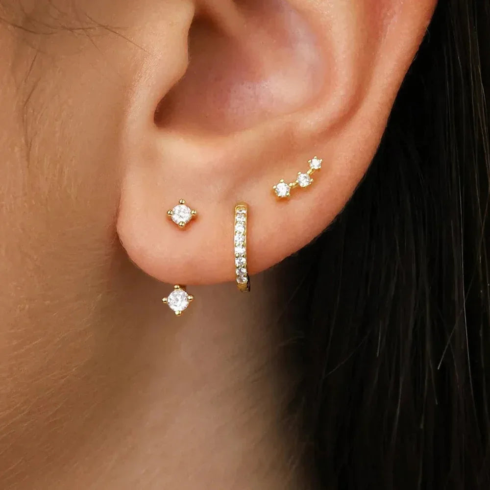 Women's Inlaid Zircon 18K Gold 6-piece Set Trendy Earrings - Viexta