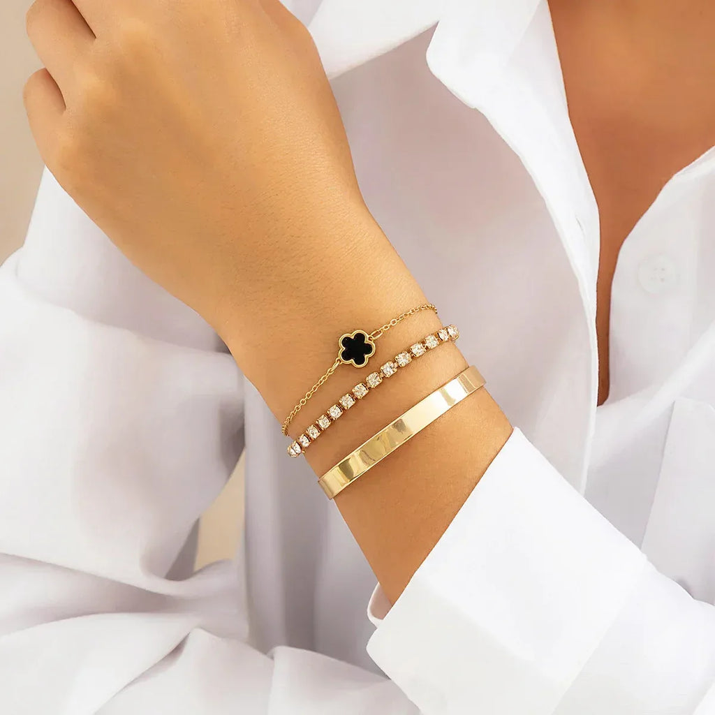 Rhinestone Chain Parthenocissus Grass Bracelet - Viexta