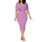 V-neck Foam Beads Mid-length Dress