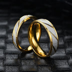 Diagonal 18K Titanium Steel Ring
