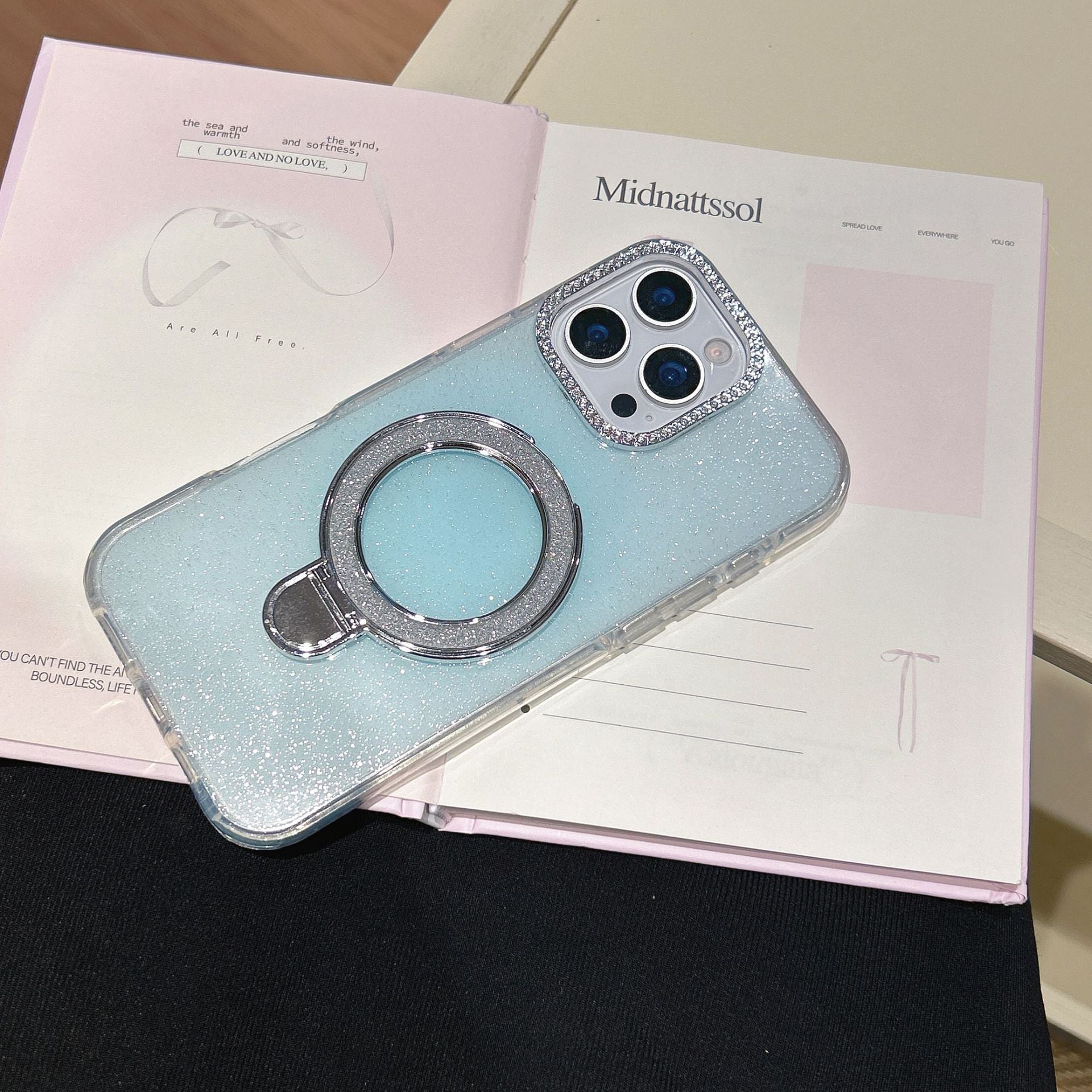 Epoxy Gradient Glitter With Rotating Bracket iPhone Cases