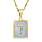 Titanium Steel 26 English Letter Blue Shell Necklace - Viexta