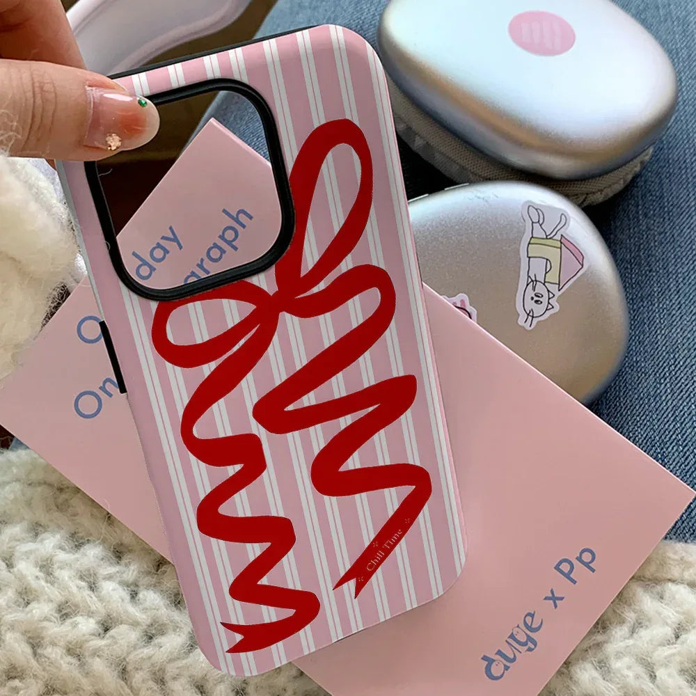 Large Hole Frosted Bow Feilin iPhone case - Viexta