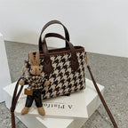 Houndstooth Shoulder Portable Bag - Viexta