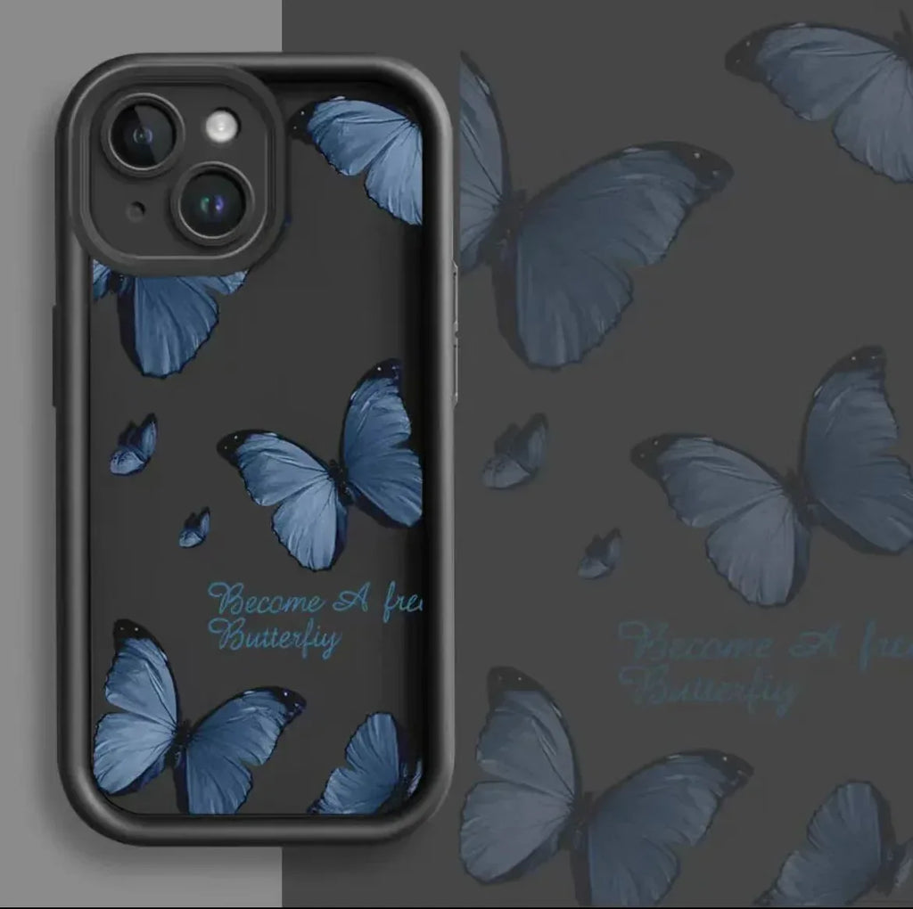 Blue Butterfly Edging Drop-resistant iPhone Case - Viexta