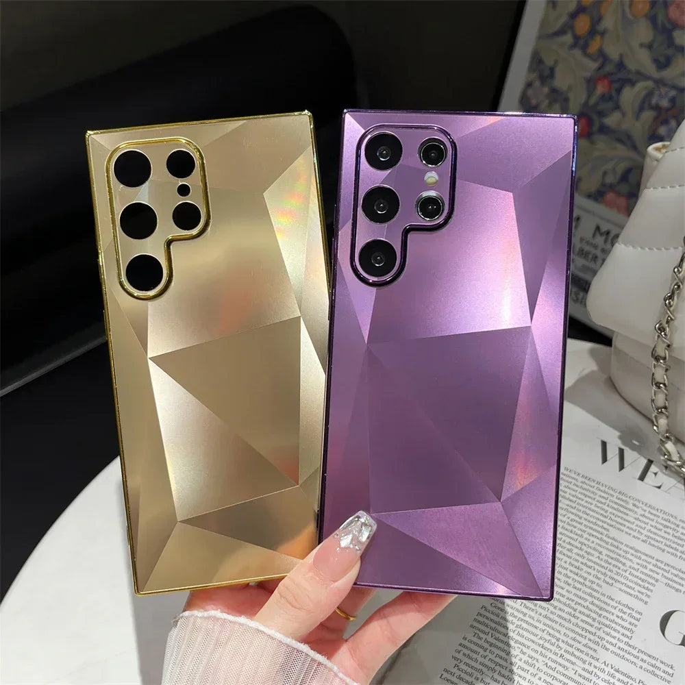 Diamond Pattern Acrylic Solid Color Samsung Case - Viexta