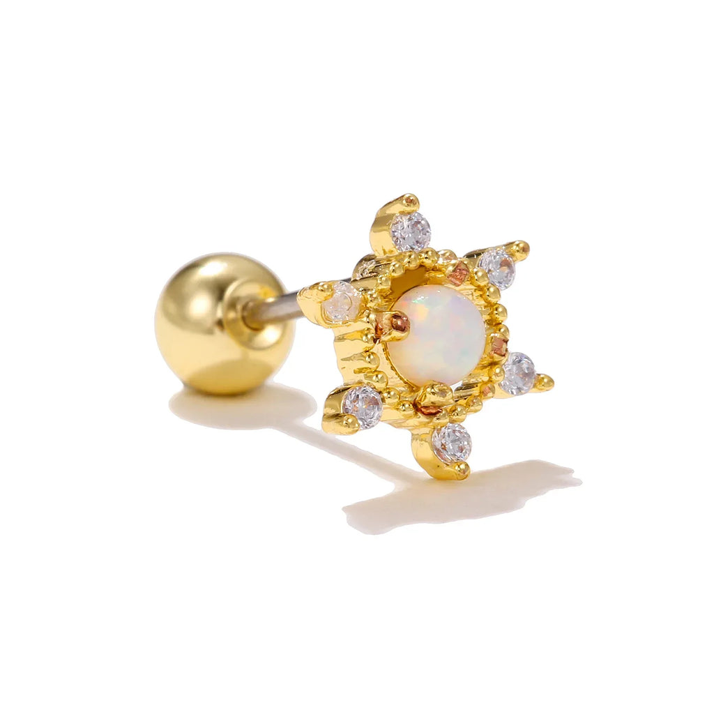 Colorful Opal Titanium Steel Stud Earrings - Viexta