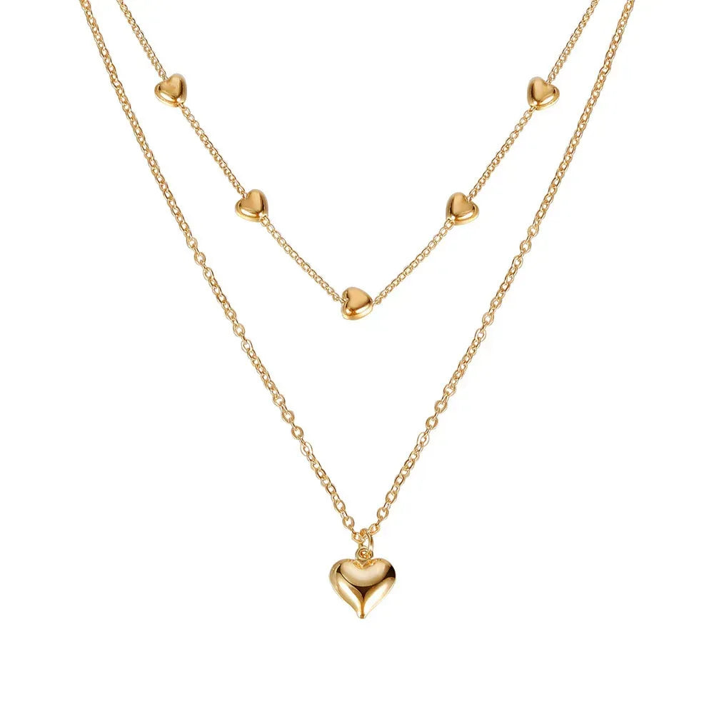 Double-layer Heart Pendant Necklace - Viexta