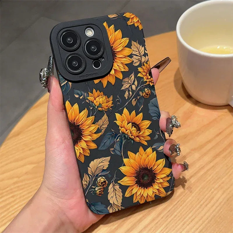 Shockproof Frosted Vintage Sunflower iPhone Case - Viexta