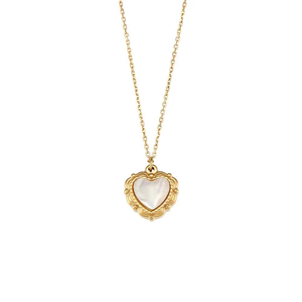 18k Gold Plating Vintage Shell Love Necklace - Viexta