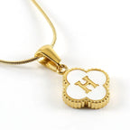 Stainless Steel Clover Shell Letter Pendant with Chain - Viexta