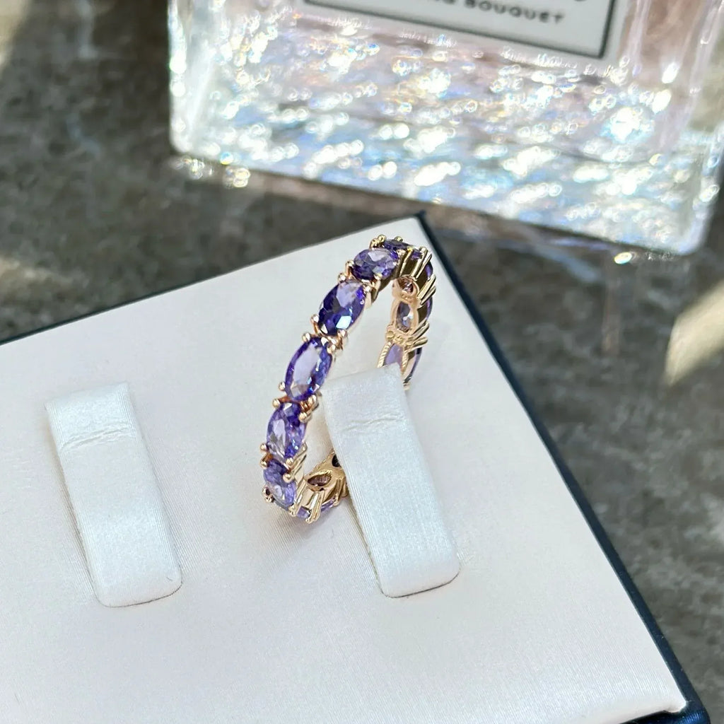 Amethyst Zircon Earrings Necklace Ring Suit - Viexta