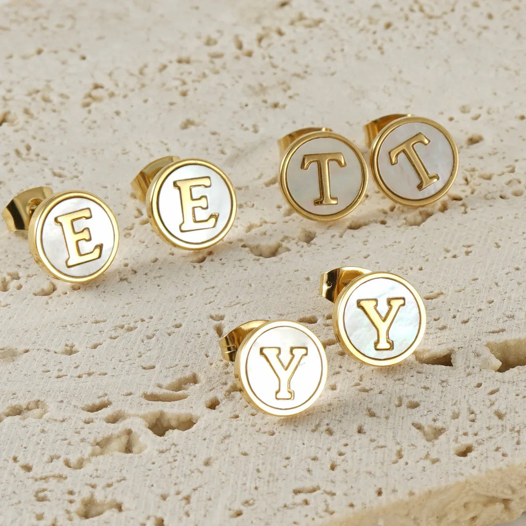 Titanium Steel 26 English Alphabet Letter Studs - Viexta