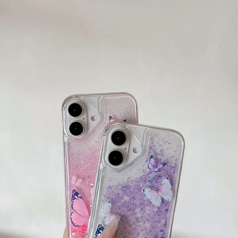luminous-butterfly-glitter-liquid-iphone-protective-case - Viexta