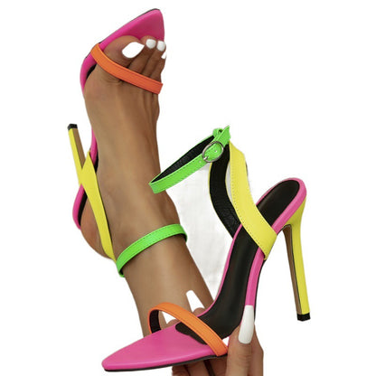 Block Pointed Peep Heels