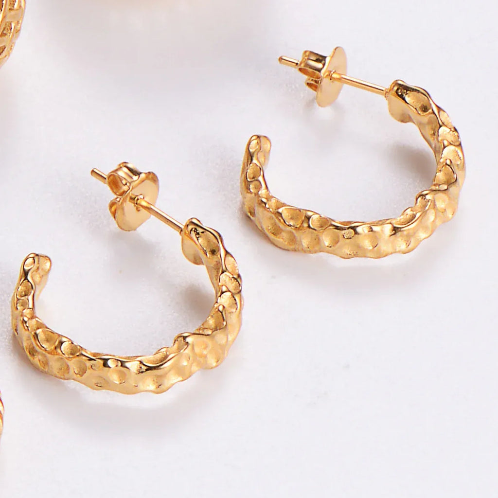 Water Drop Round Crescent Hollow Stainless Steel Earrings - Viexta