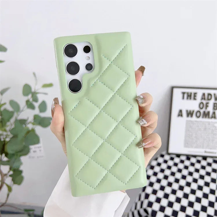 Diamond Plaid Samsung S Series Leather Phone Case - Viexta