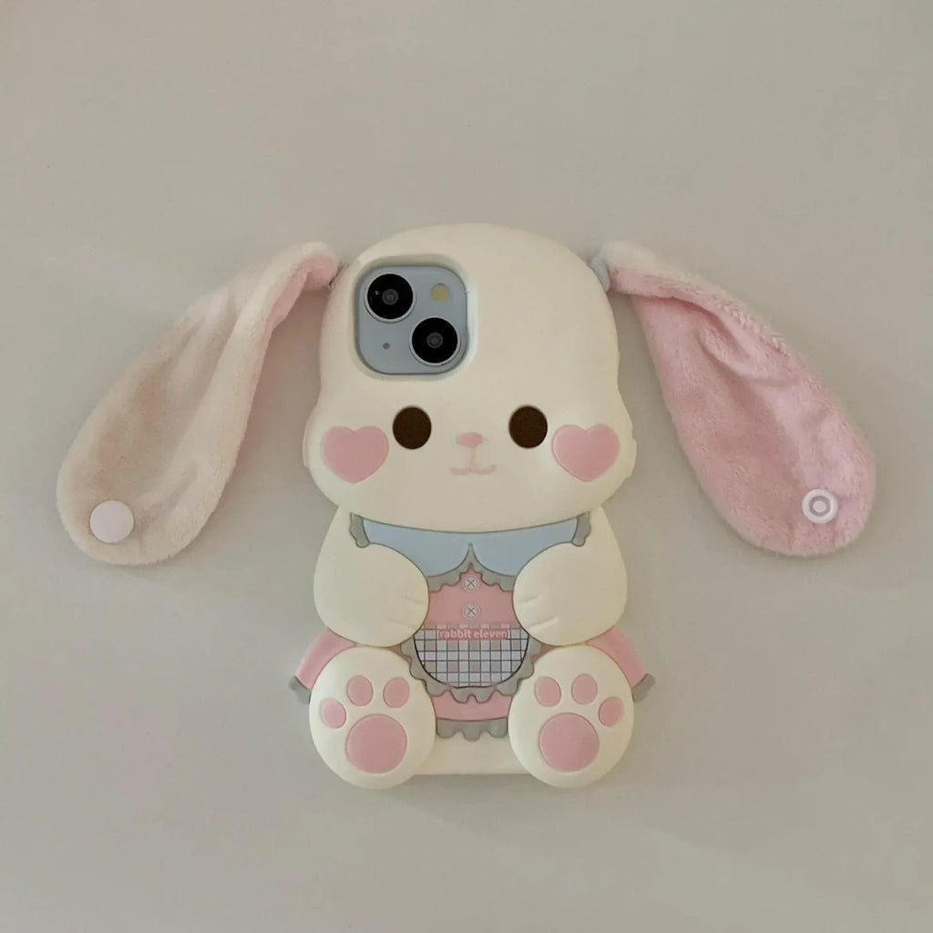 Plush Button Ear Cute Rabbit iPhone Case - Viexta