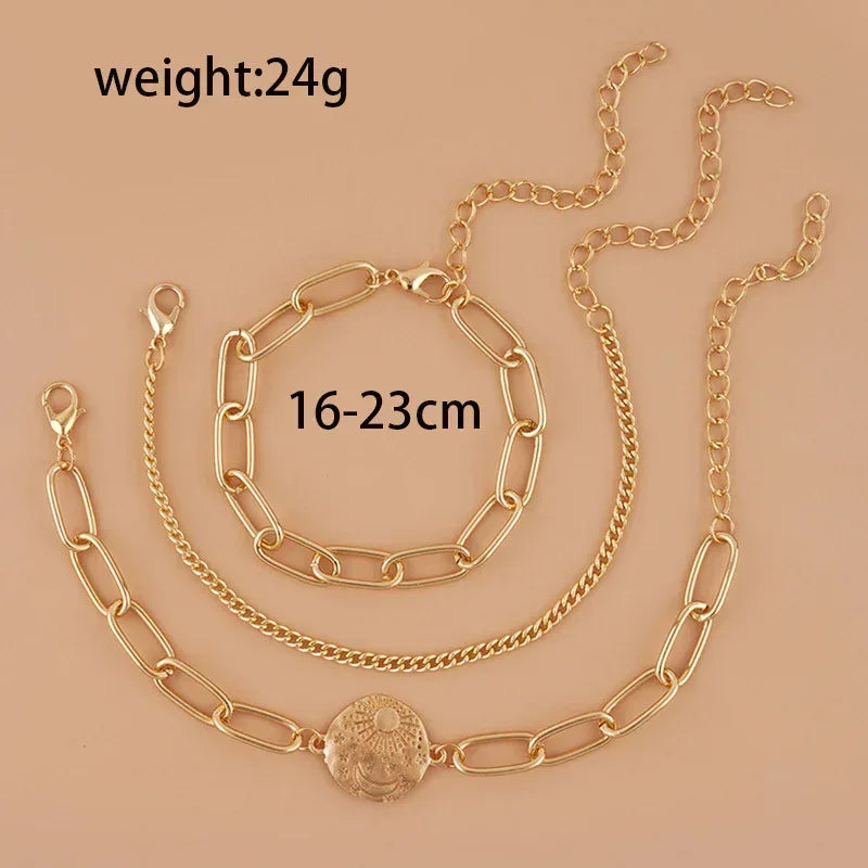 Chunky Chain Bracelet Three-piece Set - Viexta