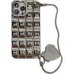 Silver Heart Shape Mirror Chain iPhone Case - Viexta