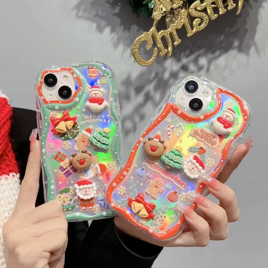 Christmas Snowman Elk Wave iPhone case - Viexta