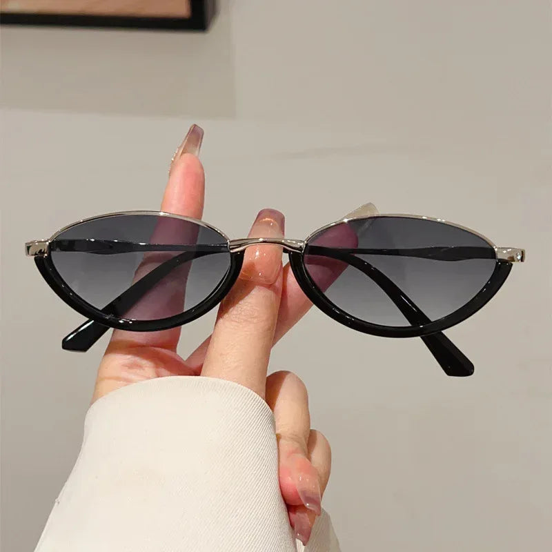 Triangle Cat's Eye Metal Small Frame Sunglasses - Viexta