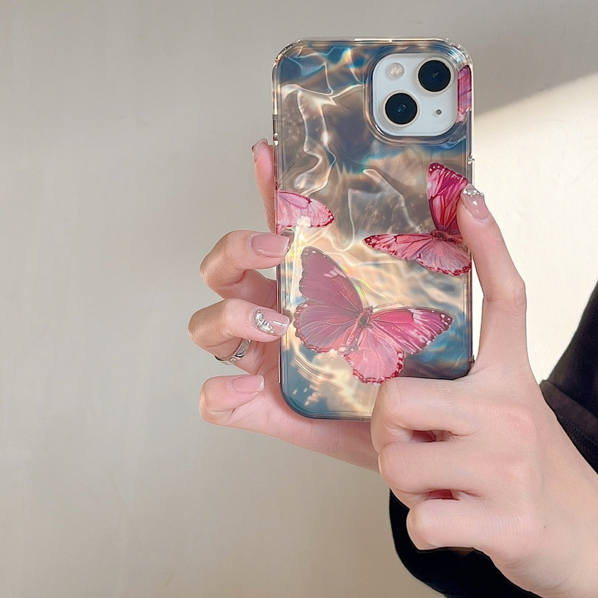 Water Ripple Laser Butterfly iPhone Case