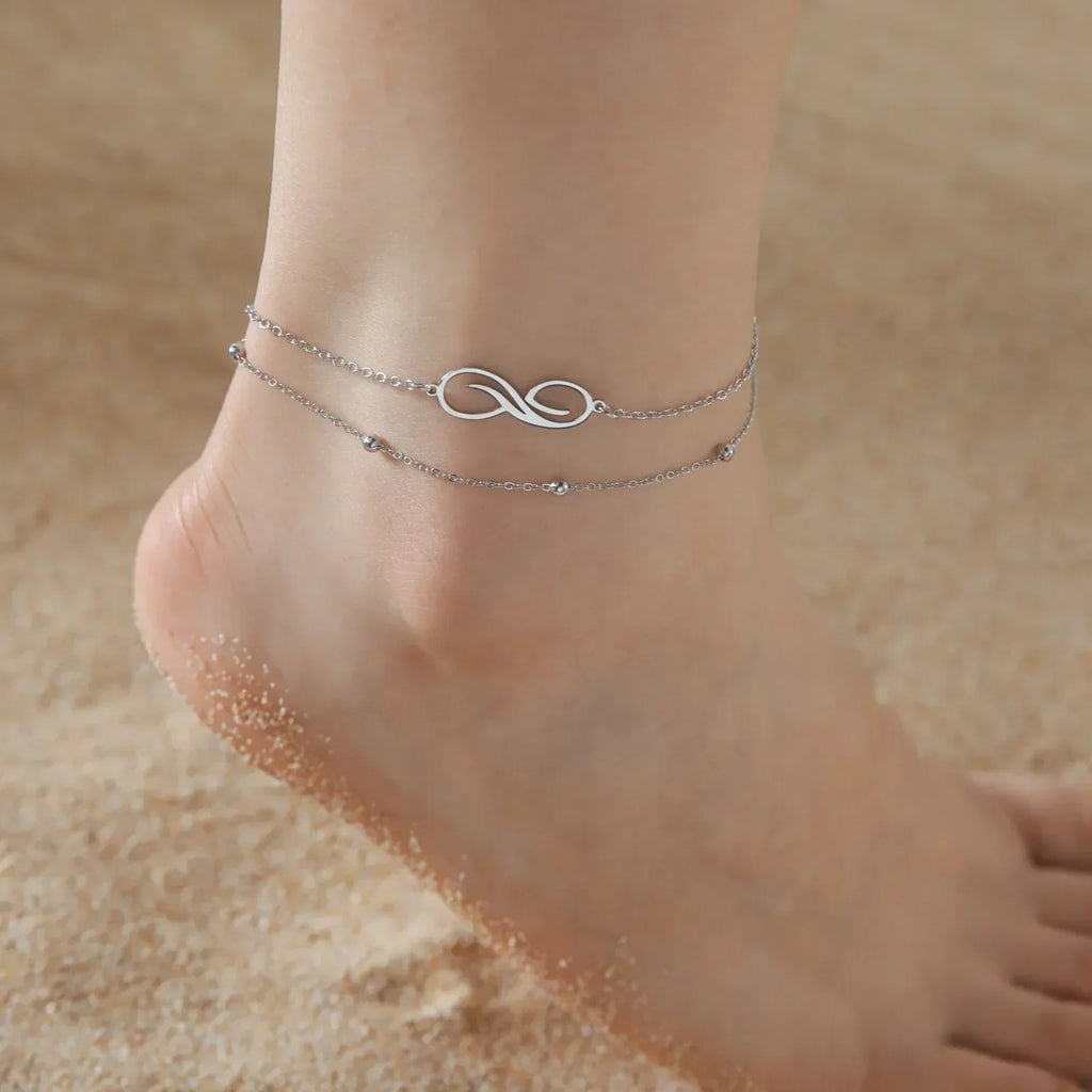 bohemian-infinite-stainless-steel-double-layer-anklet - Viexta