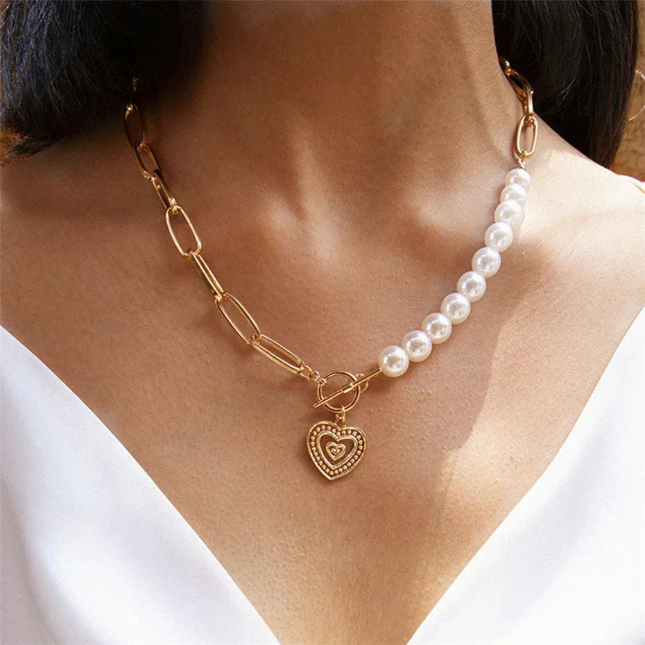 Fairy Temperamental Pearl Love Necklace - Viexta