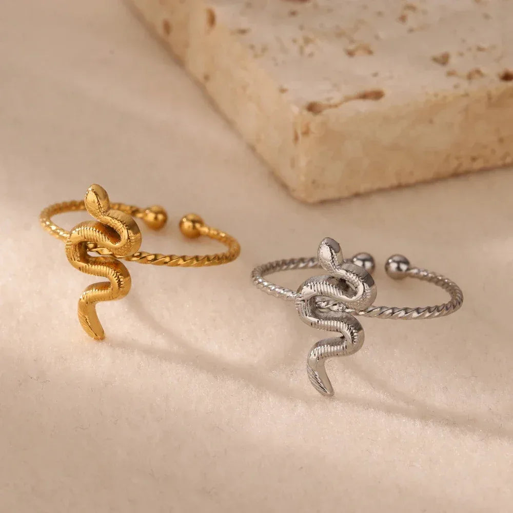 Snake-shaped Rock Wind Ring - Viexta