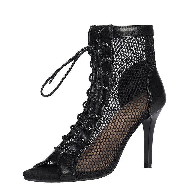 Stiletto Lace-up Peep Toe Heels - Viexta