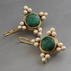 womens-vintage-inlaid-stone-flower-earrings - Viexta