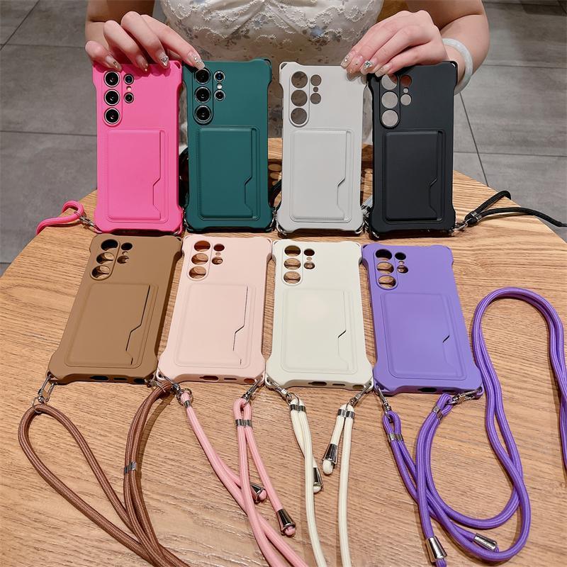 Four-corner Liquid Card Holder Lanyard iPhone Case - Viexta
