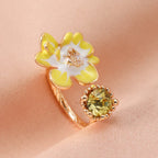 Zircon Ring Open Flower Index Finger Ring - Viexta