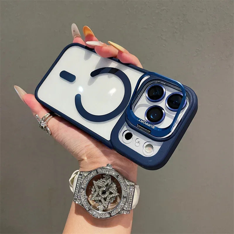 Hardware Lens Bracket Transparent Magnetic iPhone Case - Viexta
