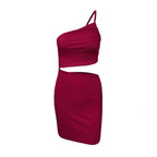 Niche Shoulder Drawstring Dress - Viexta