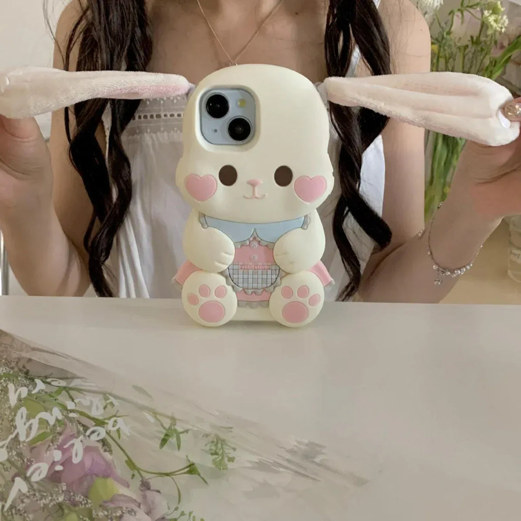 Plush Button Ear Cute Rabbit iPhone Case - Viexta