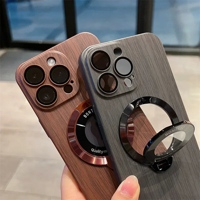 The Pattern Of Walnut Magnetic Bracket iPhone case - Viexta