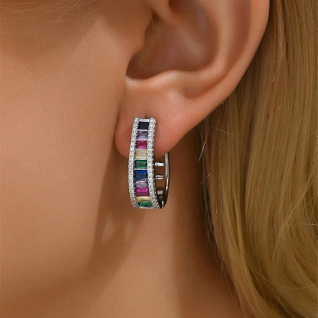 Colorful Zircon Geometric Earrings For Women - Viexta