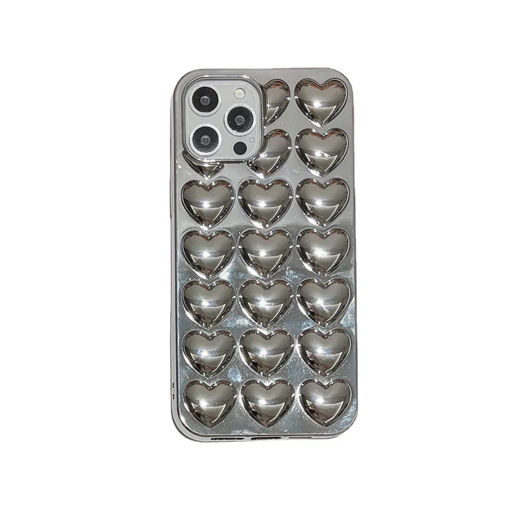 Solid Color Stereo Heart iPhone Case - Viexta