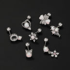 Colorful Opal Titanium Steel Stud Earrings - Viexta