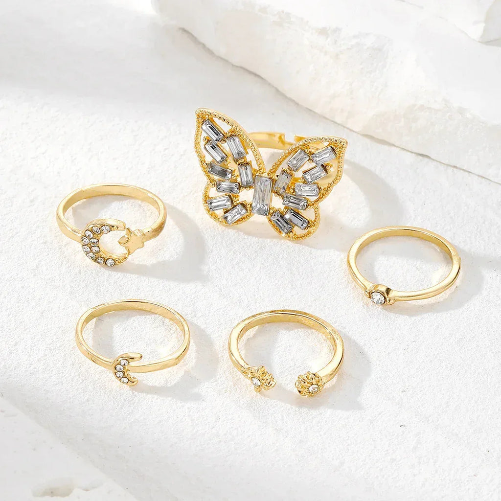5piece Butterfly Set Rings - Viexta