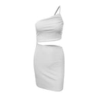 Niche Shoulder Drawstring Dress - Viexta