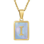Titanium Steel 26 English Letter Blue Shell Necklace - Viexta