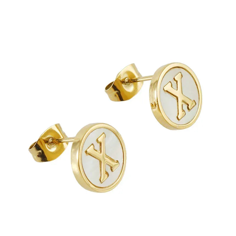 Titanium Steel 26 English Alphabet Letter Studs - Viexta