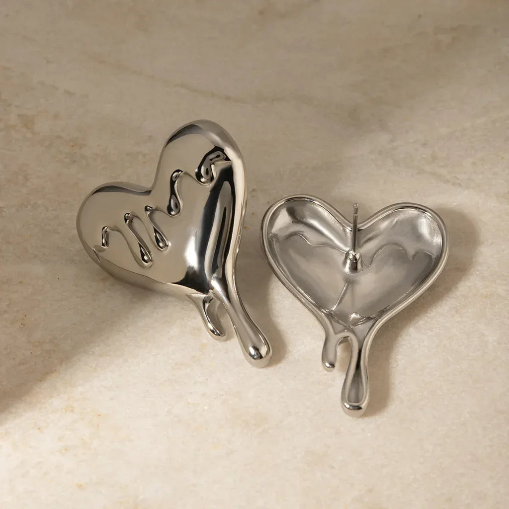 18K Melting Love Heart Earrings - Viexta